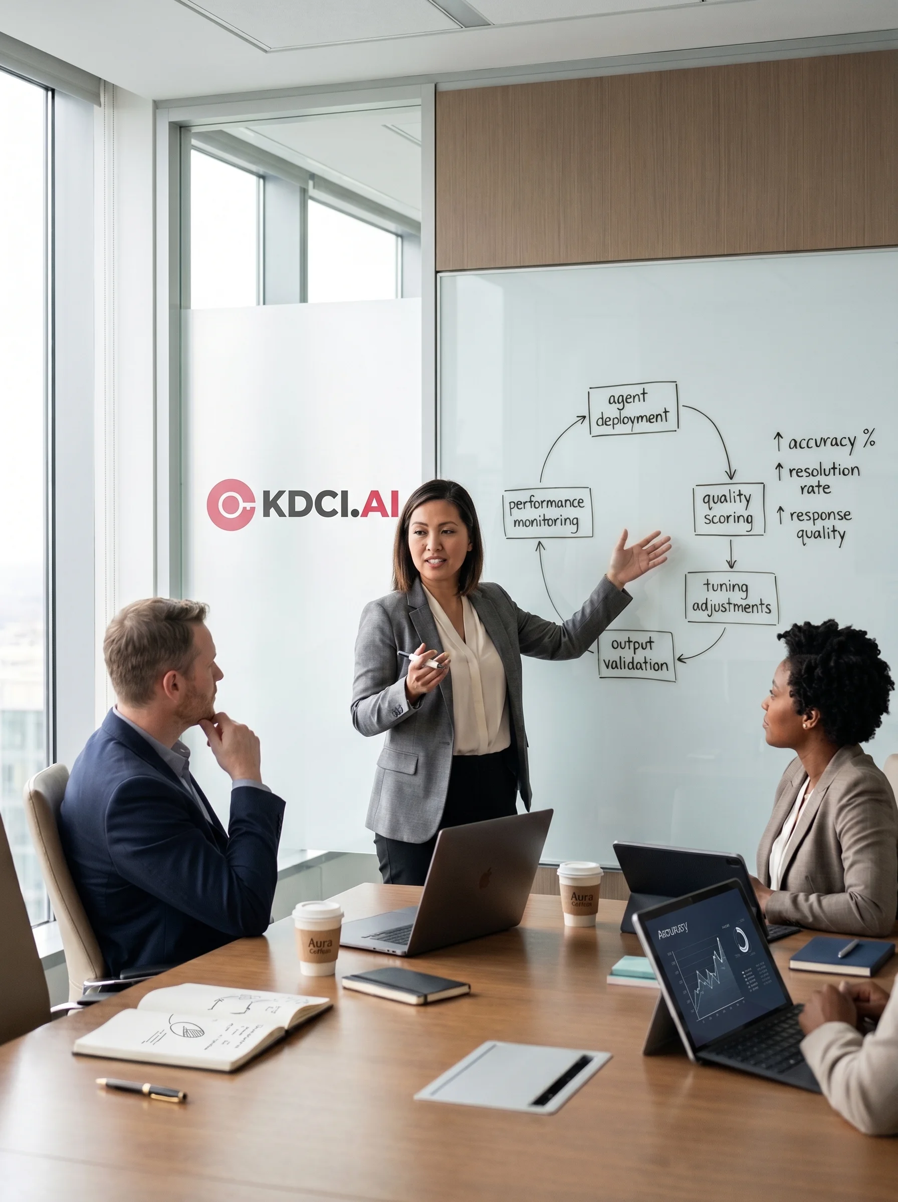 KDCI AI operations team reviewing agent performance dashboards in Manila, Philippines
